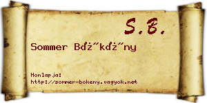 Sommer Bökény névjegykártya